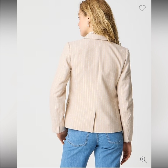 J. Crew Pinstripe linen-blend schoolboy blazer in Light Khaki Lurex Stripe 4 NEW - Picture 3 of 11
